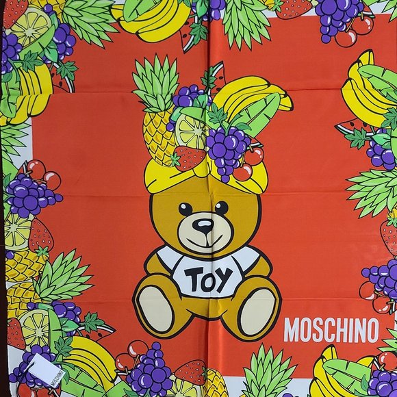 Moschino Toy-Bear Fruit Print Silk Scarf - Picture 1 of 2